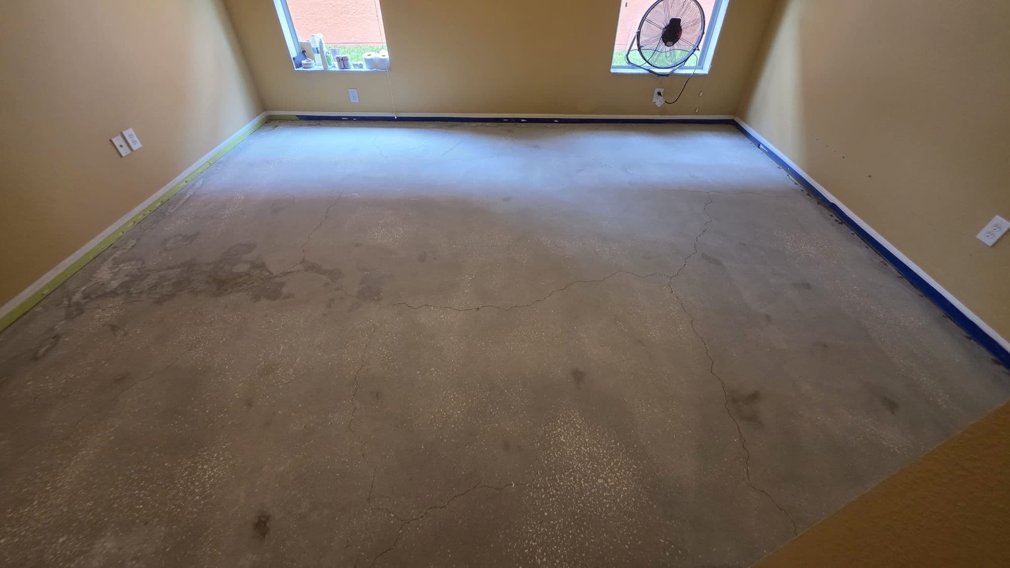 Residential epoxy coating before